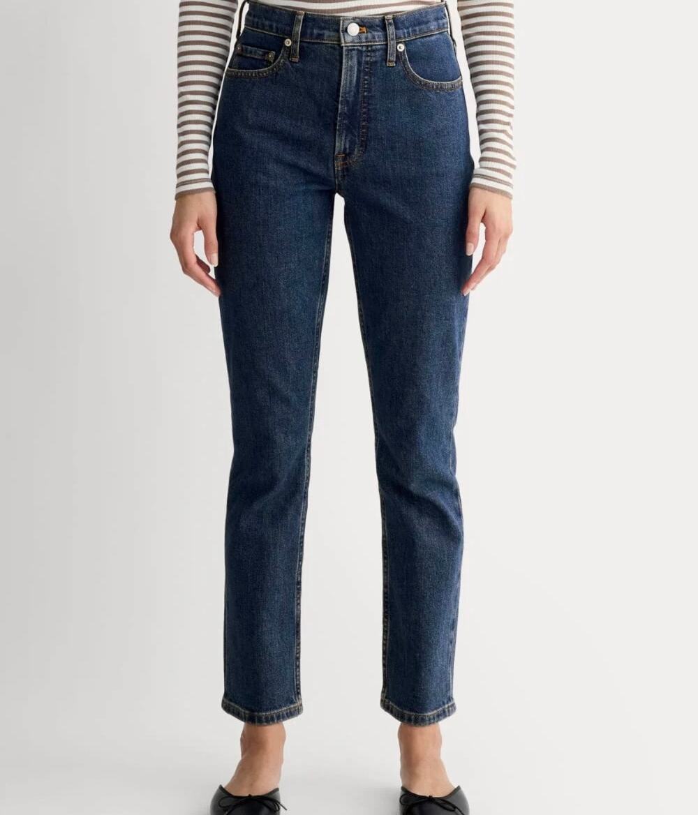 Everlane Indigo Rinse Blue The Original Cheeky Organic Cotton Straight Leg Jeans